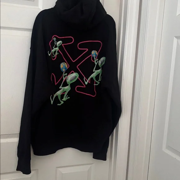 Off-White Black Hoodie with Alien Graphic - Picture 2 of 7
